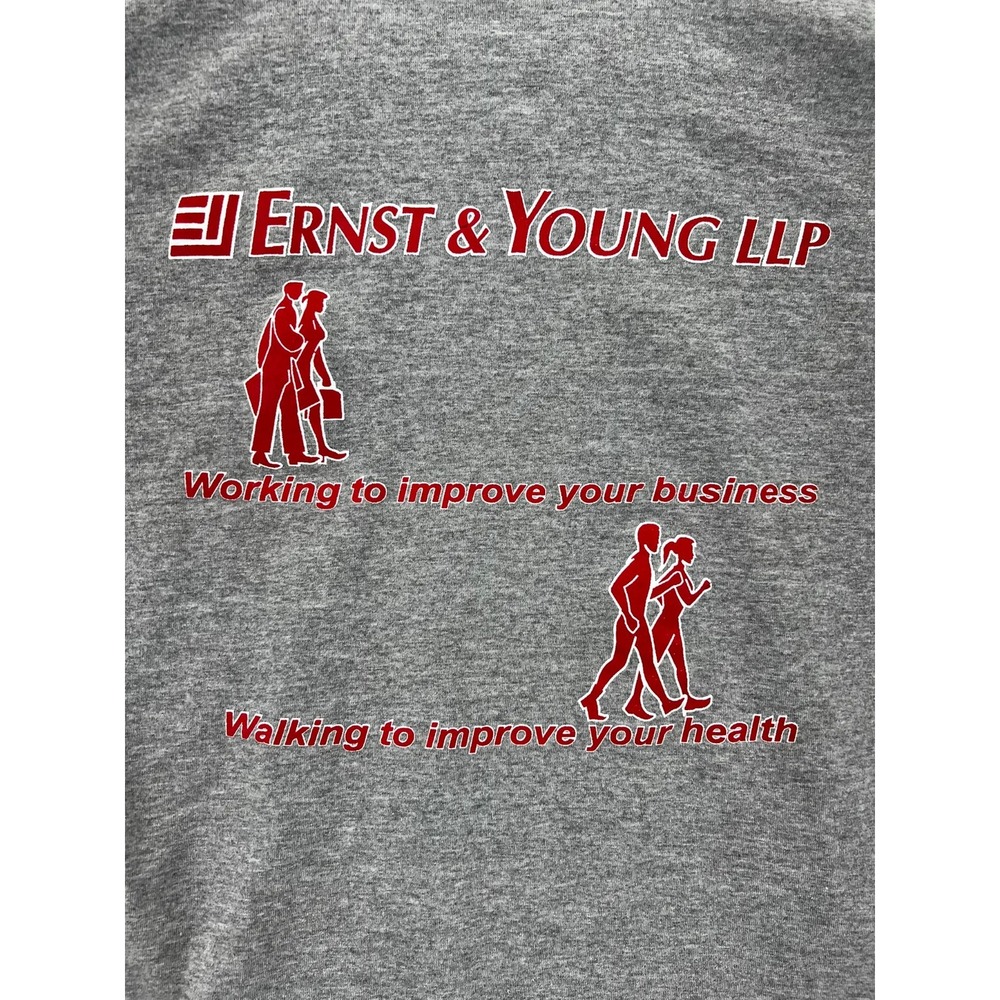 Vintage 90s Ernst & Young LLP Heart Walk '98 T Shirt Lee Tag Men's Medium Gray
